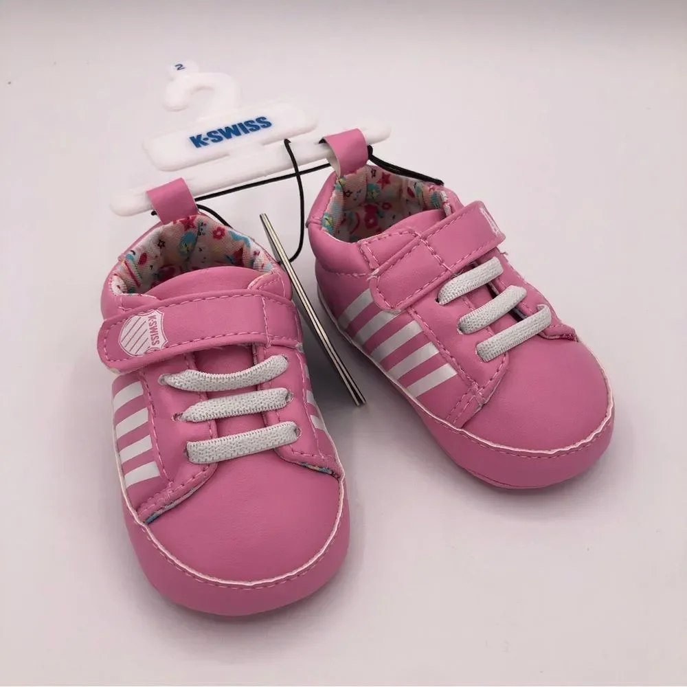 K-Swiss Pink and White Striped Sneaker Baby Girls size 2 NWT 3-6 Month Soft Sole